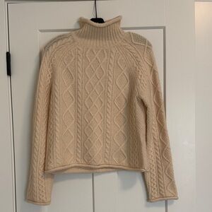 NWT, J. Crew Ivory Cable Knit Turtleneck Sweater